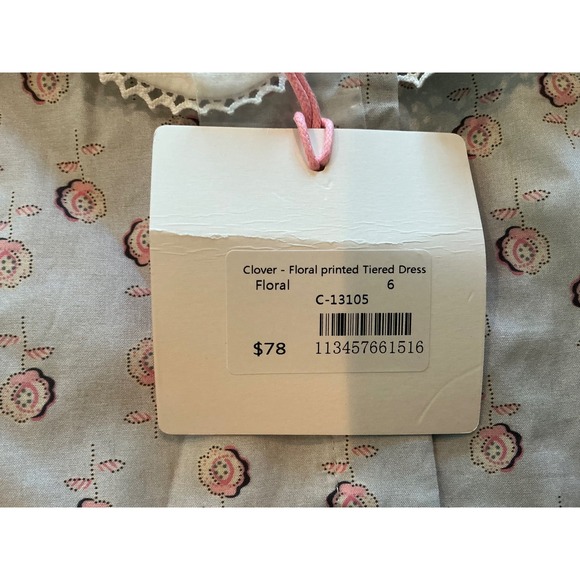Papillon Clover Floral Tiered Dress - Girls Size 6 Blue Pink New With Tags - Picture 6 of 6
